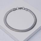 Pulseira Aço Inox Prateado Malha Piolho de Cobra