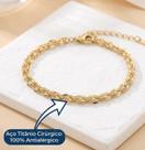 Pulseira Aço Titânio Antialérgica Banhada Ouro 18k