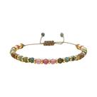 Pulseira Ajustável Com Contas De Pedra Natural Multicoloridas E Espaçadores Dourados Para Mulheres,