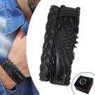 Pulseira Ajustável Couro Masc Asa All Black