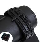 Pulseira Ajustável Couro Masc Cruz All Black