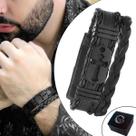 Pulseira Ajustável Couro Masc Tag Cruz Preta