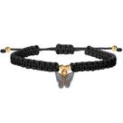 Pulseira ajustável de corda trançada preta com pingente de borboleta Pulseira ajustável de corda trançada preta com pingente de borboleta