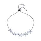 Pulseira Ajustável De Prata Com Pingente De Flor De Zircônia Para Mulheres, Joias De Moda Para