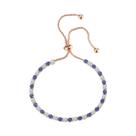 Pulseira Ajustável Em Ouro Rosê Para Mulheres, Joia De Cristal Colorida Azul E Branca, Presente