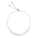 Pulseira ajustável folheada em ródio branco kylie folhinhas piuka