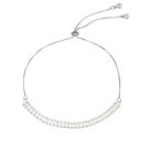 Pulseira ajustável folheada em ródio branco taylor pequena zircônias baguete cristal