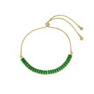 Pulseira ajustável taylor p zircônias esmeralda folheada a ouro 18k