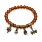 Pulseira Amuletos Cristal Orixá Xangô Marrom Proteção Axé