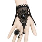 Pulseira Anel Gótica Preta Rendada Elegante Festa Luxo Pedra -
