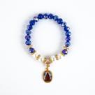Pulseira Aparecida Azul com Pérolas Cristal e Silicone