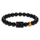 Pulseira Aries Zodiac com miçangas de ônix e olhos de tigre 18cm