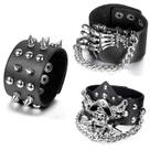 Pulseira Aroncent Spike Studded Rock Biker, conjunto de couro, 3 peças Pulseira Aroncent Spike Studded Rock Biker, conjunto de couro, 3 peças
