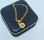 Pulseira Arvore da Vida Corrente Elo Português Pingente Arvore da Vida Cravejado Pedras Zircônias Folheado Ouro 18k