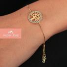 Pulseira Árvore Da Vida Gravatinha Folheado A Ouro 18k