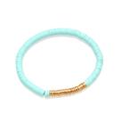 Pulseira azul aqua frisada com detalhes dourados, ajustável Pulseira azul aqua frisada com detalhes dourados, ajustável