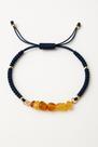 Pulseira Azul Com Pedras De Âmbar Natural Ajustável