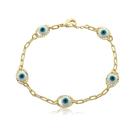 Pulseira Azul Turquesa Banho de Ouro 18k