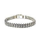 Pulseira Bali Trança Reta Fecho Gaveta Prata 925 Masculina Original 24360