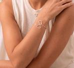 Pulseira Bangle Prata 925 Aberta Coração Duplo Minimalista Delicada Feminina Elegante