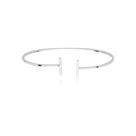 Pulseira Bangle Prata 925 Aberta Estilo T Minimalista Delicada Feminina