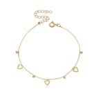 Pulseira Banhada a Ouro 18k com Mini Zircônias Quadradas e Corações Vazados