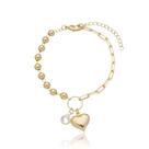 Pulseira Banhada A Ouro 18k Coração Com Bolinhas. Pulseira Banhada A Ouro 18k Coração Com Bolinhas.