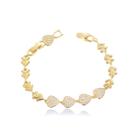 Pulseira Banhada a Ouro 18K Coração Cravejado Trava