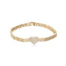 Pulseira Banhada a Ouro 18K Esteira Coração Cravejado