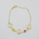 Pulseira Banhada A Ouro Com Rosa Vazada E Resina Pintada Bijou Art