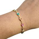 pulseira banhada ouro zirconias aço inox + saquinho casual qualidade premium presente dourada social