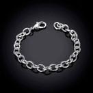 Pulseira Banhada Prata 925 20cm Elos Corrente Feminina Folheada Luxo Semijoia Linda Pulseira