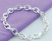 Pulseira Banhada Prata 925 Corrente Elos 20cm Unissex Folheada Luxo Semijoia Visual Moderno