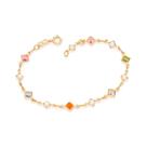 Pulseira banhado ouro 18k feminina colorida pedras e pérolas rommanel 550672