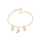 Pulseira banhado ouro 3x 24k 18k e 22k feminina com pingentes berloques colorida infantil tulipa e borboleta de resina rommanel 551673 Pulseira banhado ouro 3x 24k 18k e 22k feminina com pingentes berloques colorida infantil tulipa e borboleta de resina rommanel 551673