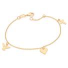 Pulseira banhado ouro 3x 24k 18k e 22k feminina com pingentes berloques espírito santo coração e cruz pendurados rommanel 552041