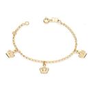 Pulseira banhado ouro 3x 24k 18k e 22k feminina com pingentes berloques infantil três berloques coroa rommanel 551181
