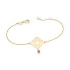Pulseira banhado ouro 3x 24k 18k e 22k feminina com pingentes berloques pedra zircônia quadrado lilás pendurada reino mágico rosas rommane