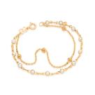 Pulseira banhado ouro 3x 24k 18k e 22k feminina de bolinha pérolas infantil 2 fios diferentes rommanel 550925