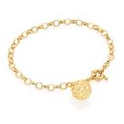 Pulseira banhado ouro 3x 24k 18k e 22k feminina grossa com pingentes berloques elo portuquês globo rommanel 550853