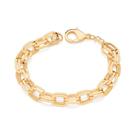 Pulseira banhado ouro 3x 24k 18k e 22k feminina grossa elos cadeado ovais duplo rommanel 19 cm 552080
