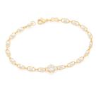 Pulseira banhado ouro 3x 24k 18k e 22k ou prata 925 feminina com pingentes berloques pedra elo oval pérola dentro e zircônia rommanel 5517