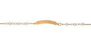 Pulseira Bebê Infantil Plaqueta Pérola 15cm Ouro 18k 23839 K150