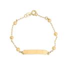 Pulseira Bebê Recém Nascido Infantil Chapinha Com Bolinha De Ouro 18k 750