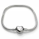 Pulseira Berloque Charms Fecho Coraçao Aço Inox Pingente