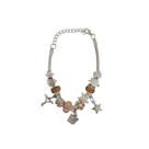Pulseira Berloque Prateada E Dourada Feminina De Pedras