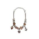 Pulseira Berloque Prateada E Dourada Feminina De Pedras
