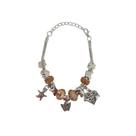 Pulseira Berloque Prateada E Dourada Feminina De Pedras