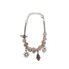 Pulseira Berloque Prateada E Dourada Feminina De Pedras