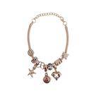 Pulseira Berloque Prateada E Dourada Feminina De Pedras